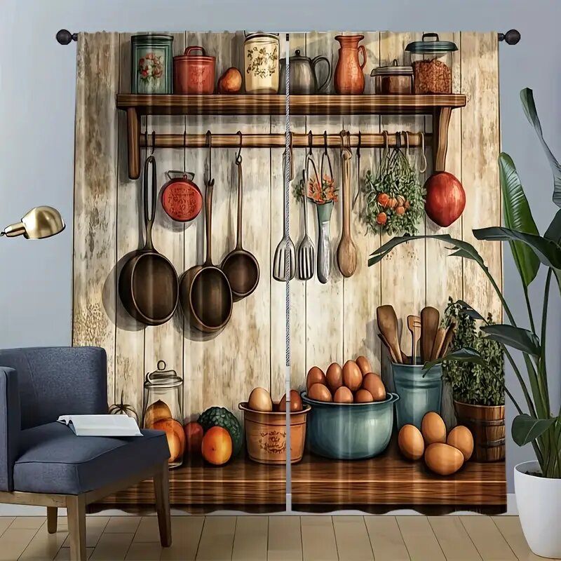 Home Cooking Youtube - Cozinha de fazenda retrô, cortinas estampadas
