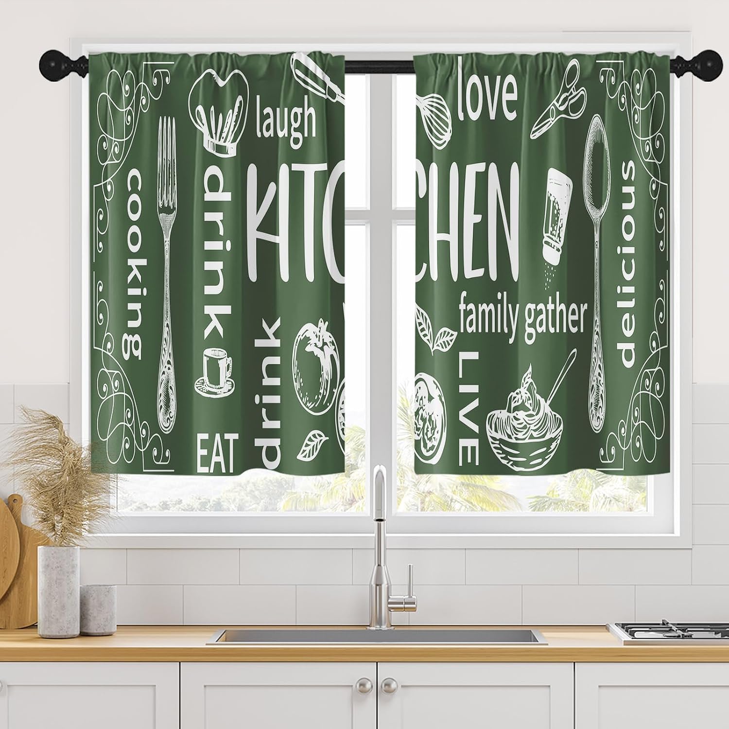 Home Cooking Youtube - Par de Cortinas Estéticas para Cozinha