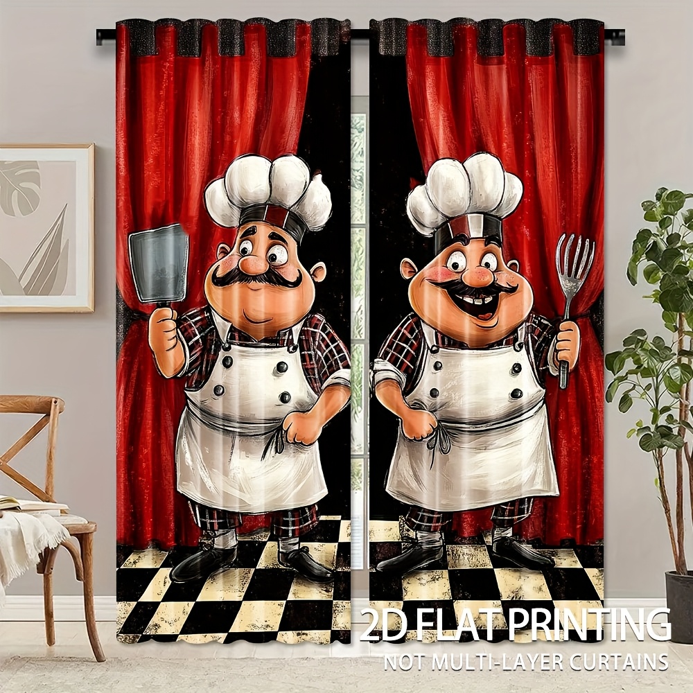 Home Cooking Youtube - 2 pçs cortinas de cozinha do