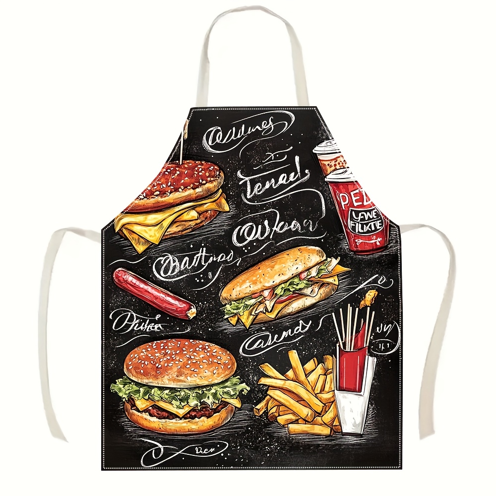1 peça Avental de Linho Preto  - Home Cooking Fast Foods avaliação e preço