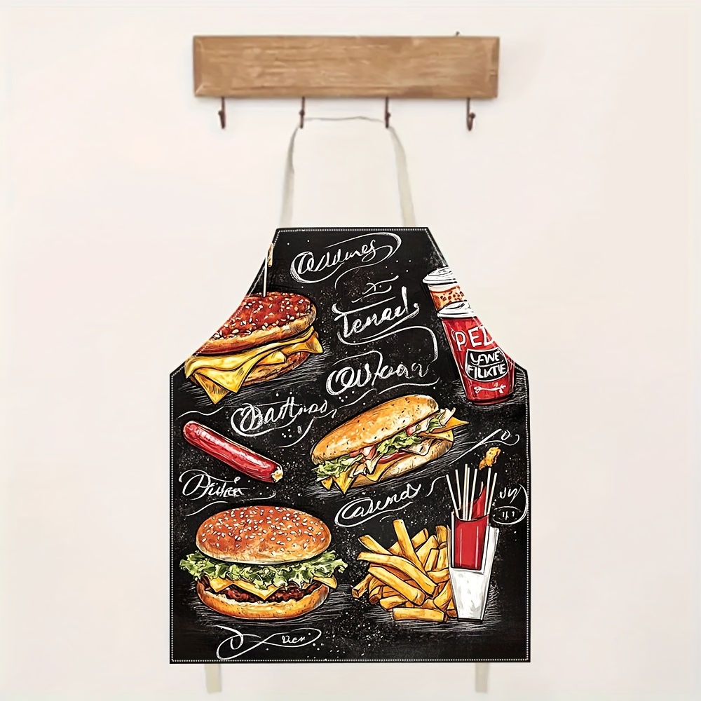 1 peça Avental de Linho Preto  - Home Cooking Fast Foods avaliação e preço